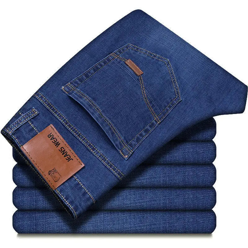 2025 Men NEW Men's Fashion Business Jeans Classic Style Casual Stretch Slim Jean Pants Male Brand Denim Trousers Black Blue Mens