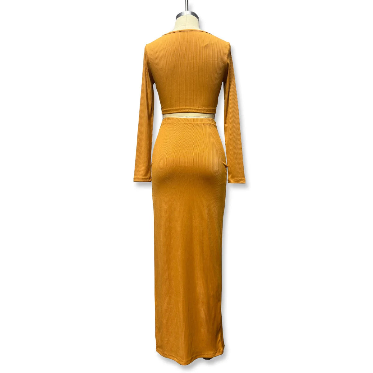 2025 New Women Skirts Sets Spring Autumn Fashion Elegant 2 Piece Set Long Sleeve Top Split Skirt Slim Solid Clothing Casual Suit