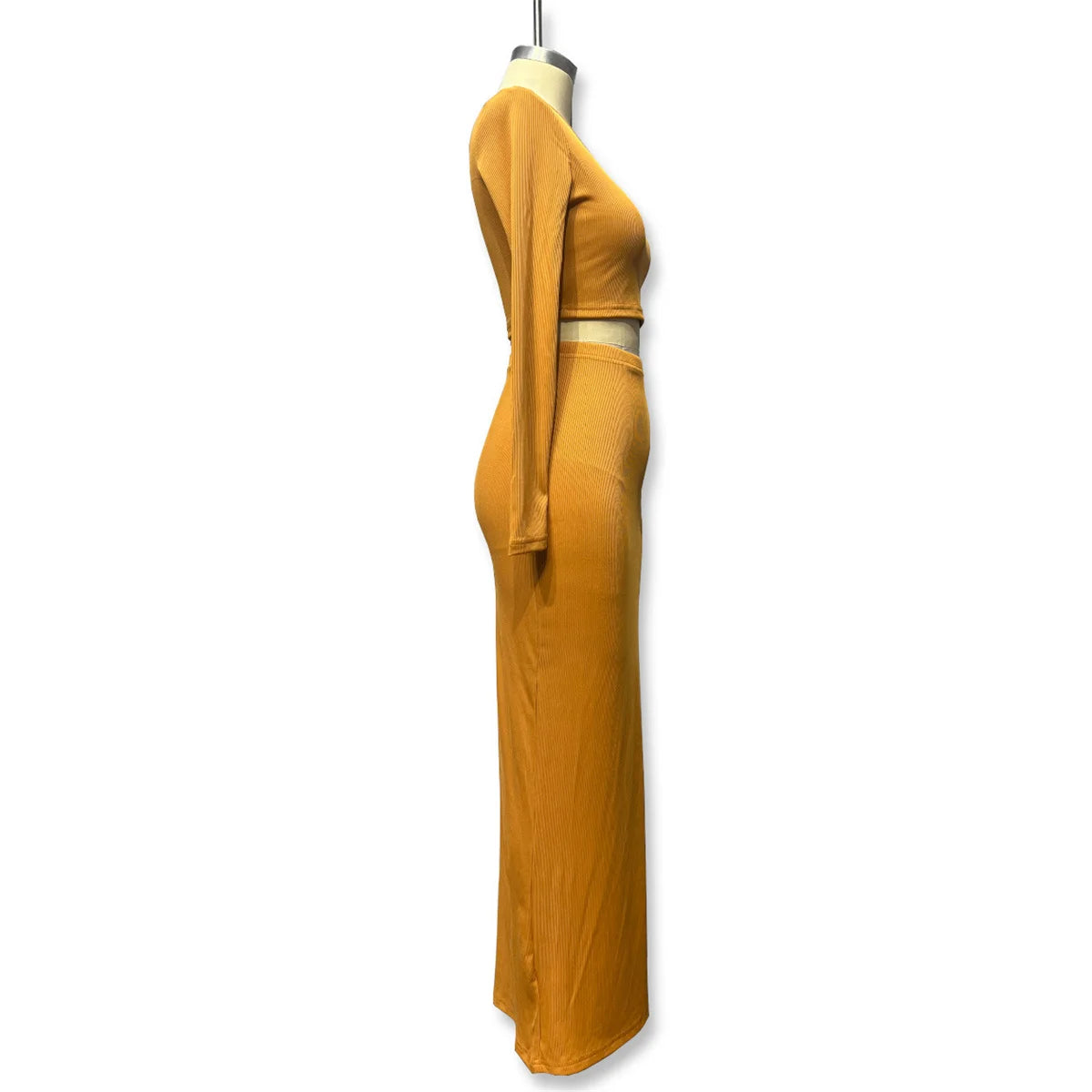 2025 New Women Skirts Sets Spring Autumn Fashion Elegant 2 Piece Set Long Sleeve Top Split Skirt Slim Solid Clothing Casual Suit